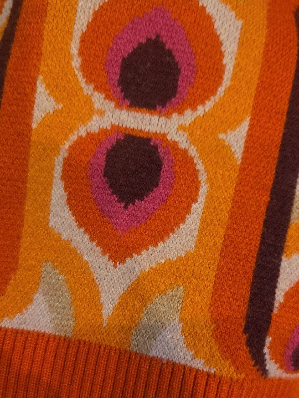 Maeve by Anthropologie Orange Design Print V-Cut Sweater Vest - Picture 3 of 6